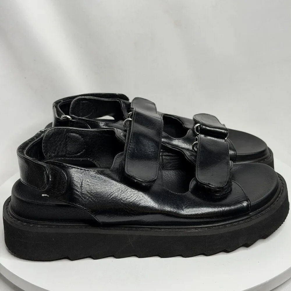 Princess Polly Rue Chunky Platform Sandals Black Slingback Shoes Size‎ 6